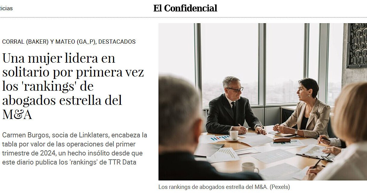 Una mujer lidera en solitario por primera vez los 'rankings' de abogados estrella del M&A